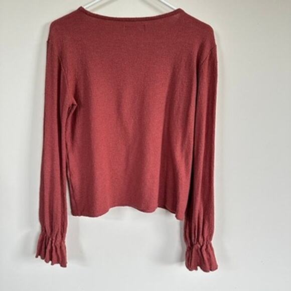 Texture & Thread Madewell Ruffle Ruffle-Cuff Top Boat Neck Long Sleeve SMALL - Picture 10 of 12